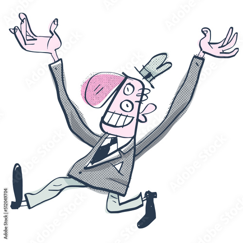 Bouncy clerk. Office work. Rest after long work. Comic character. Vector illustration.