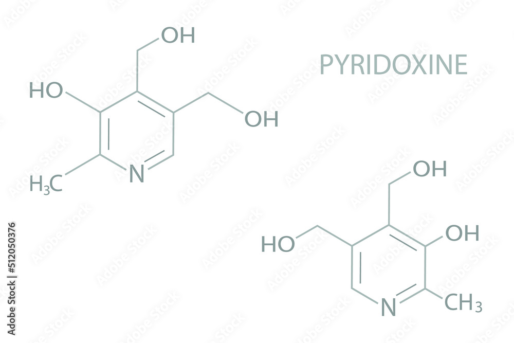  Pyridoxine molecular skeletal  chemical formula.	