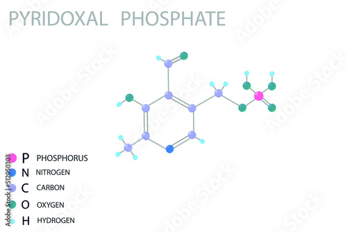  Pyridoxal phosphate molecular skeletal 3D chemical formula.	