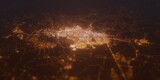 Street lights map of Cali (Colombia) with tilt-shift effect, view from east. Imitation of macro shot with blurred background. 3d render, selective focus