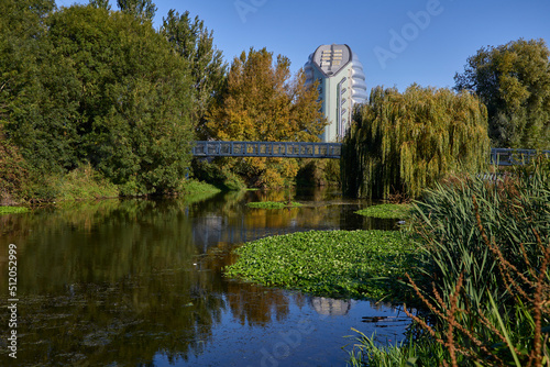 View of Grand Union Canal and National Space Centre, Leicester, Leicestershire, England photo