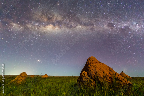 The Milky Way over termite mounds in Cape Range National Park, Exmouth photo