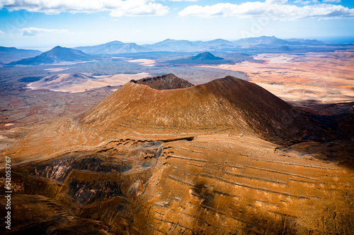 Aerial view of majestic Gairia Volcano, natural landmark of Fuerteventura, Canary Islands, Atlantic photo