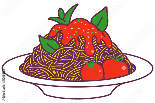 Spaghetti vector cartoon illustration isolated on a white background.