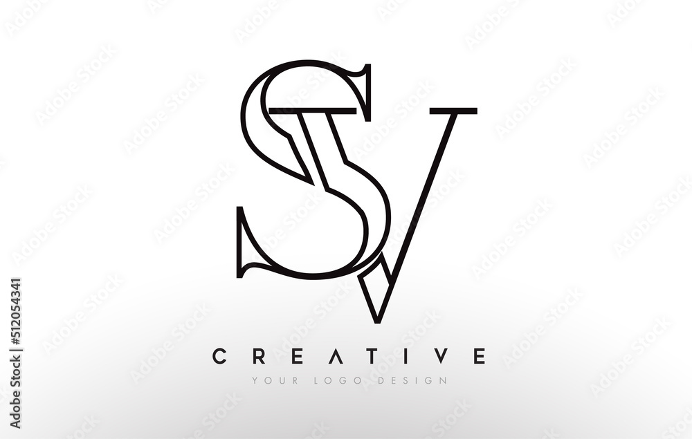 VS letter design logo logotype icon concept with serif font and classic ...
