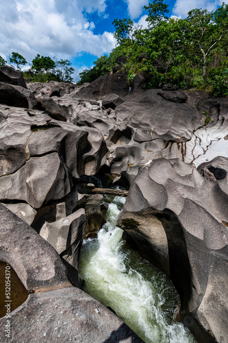 Stone outcrops forming rock formations, Vale da Lua, Chapada dos Veadeiros National Park, UNESCO World Heritage Site, Goias, Brazil