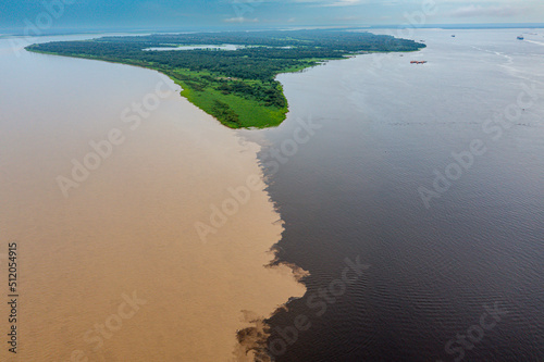Confluence of the Rio Negro and the Amazon, Manaus, Amazonas state, Brazil photo