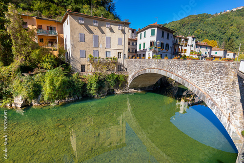 Ponte a Serraglio, bridge, River Lima, Bagni di Lucca, Tuscany, Italy photo
