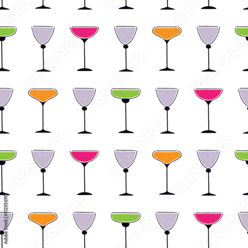 Vector elegant textured wineglasses seamless pattern. Design for fabric,textile,wrapping paper,poster.