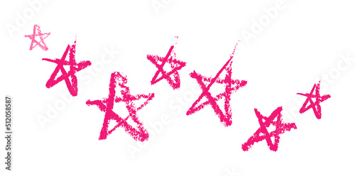Stars Painted with Lipstick. Red and Pink Color. Hand Drawn style. Isolated beautiful Pencil drawn stars. White background. Vector illustration for Celebration and Romantic Holiday design.