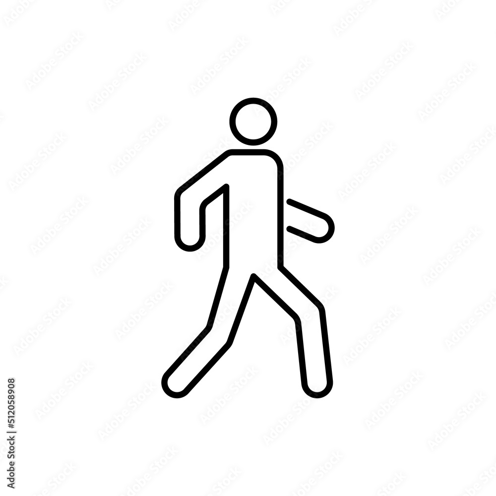 Person Run Line Icon. Man Walking Way Linear Pictogram. Walker Human on Road Outline Icon. Pedestrian Walk on Street Sign. Walkway People Symbol. Editable Stroke. Isolated Vector Illustration Person Run Line Icon. Man Walking Way Linear Pictogram. Walker Human on Road Outline Icon. Pedestrian Walk on Street Sign. Walkway People Symbol. Editable Stroke. Isolated Vector Illustration