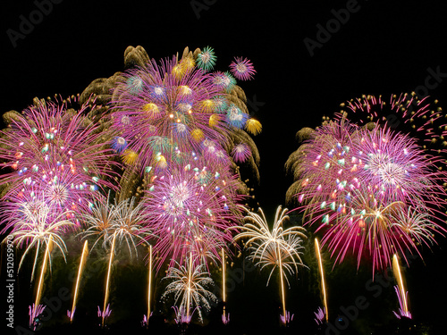 famous festival of fireworks in Tsuchiura , Japan