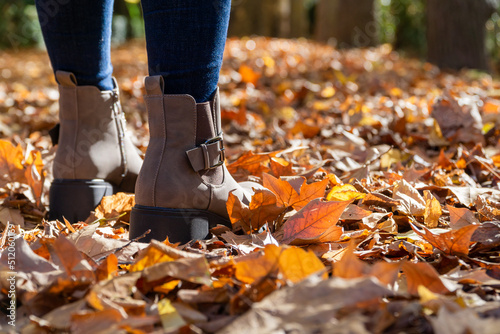 young women boots in autumn