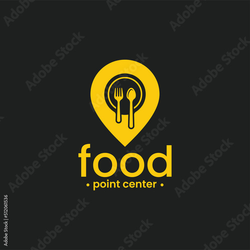 Food point logo icon vector template. Simple food logo point with a fork and spoon in the middle.