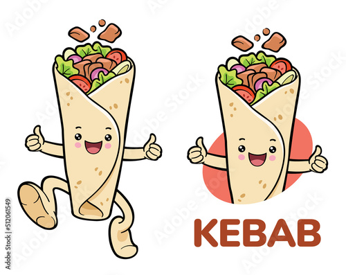 Kebab cartoon character gesturing thumbs up