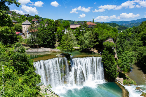Fototapeta Naklejka Na Ścianę i Meble -  Jajce town in Bosnia and Herzegovina, famous for the beautiful waterfall on the Pliva river