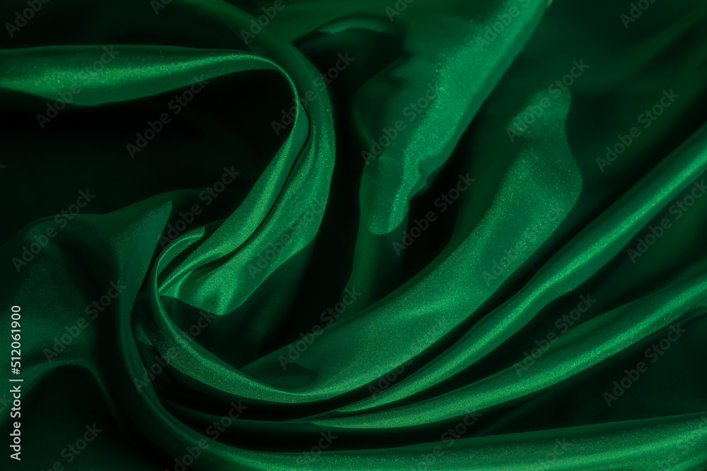 Fototapeta premium soft focus of green fabric texture background, abstract, closeup texture of cloth