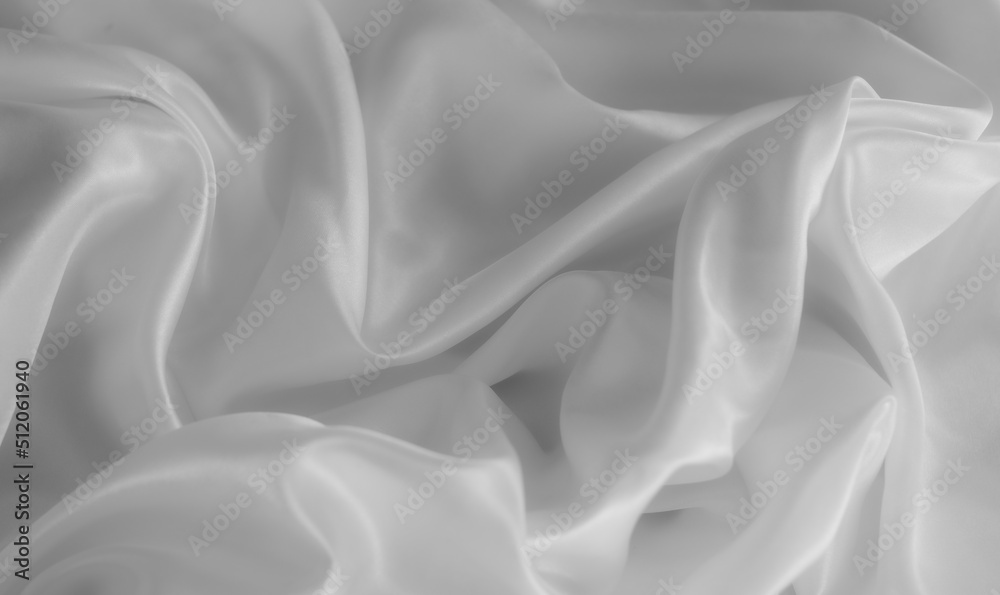 Fototapeta premium White cloth background abstract with soft waves, closeup texture of cloth