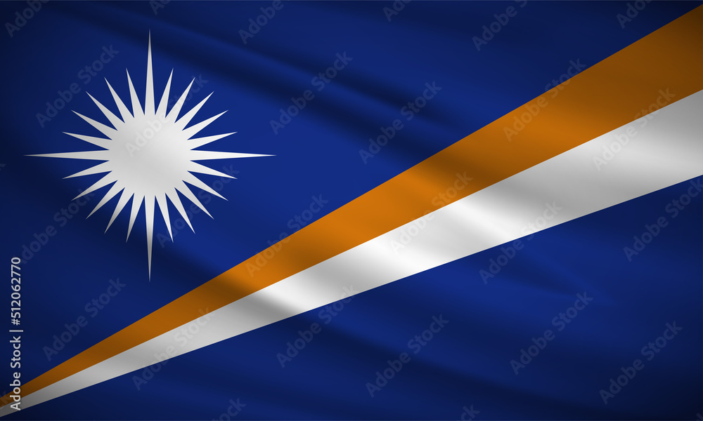 Fototapeta premium Realistic Wavy Marshall islands flag background vector. Marshall islands Independence Day Vector Illustration.