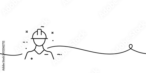 Worker in a hard hat line icon. Screwdriver and wrench. Repair tools, construction, planning. Setting, setup, configuration. Development concept. One line style. Vector line icon for Business