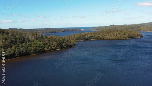 Wallpaper Mural Aerial fast motion flying over Myall lake to Pacific ocean beach as 4k.
 Torontodigital.ca