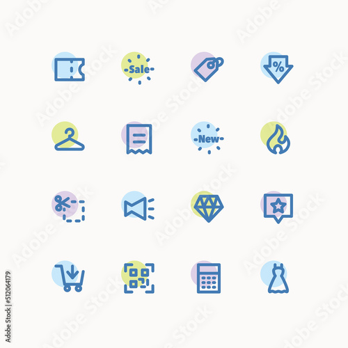 Shopping sale icon set, icons for UI design