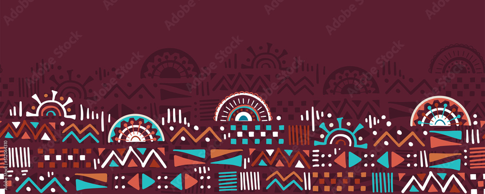 Hand drawn abstract seamless pattern, ethnic background, simple style - great for textiles, banners, wallpapers, wrapping - vector design - obrazy, fototapety, plakaty 