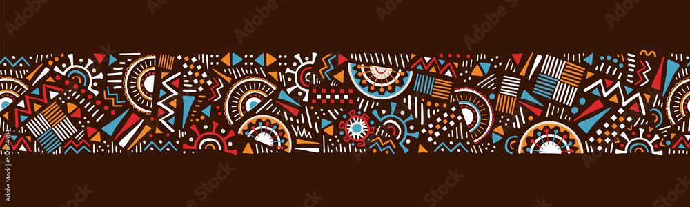 Hand drawn abstract seamless pattern, ethnic background, simple style - great for textiles, banners, wallpapers, wrapping - vector design - obrazy, fototapety, plakaty 