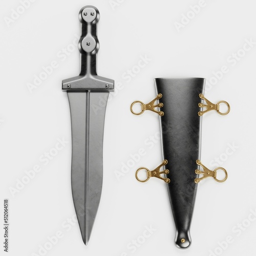 Realistic 3D Render of Roman Dagger