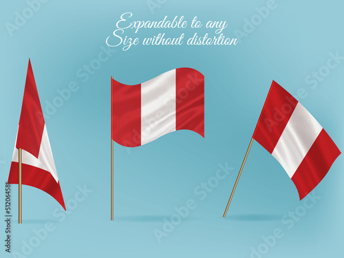 National flag of Peru vector.Waving flag of Peru from different angle