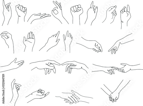Big set hand one line continuous , symbol of for spa,beauty, logo,cosmetic,spa, graphic. vector illustration