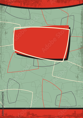 1950s Retro Style Abstract Background. Mid Century Modern Vintage Illustration