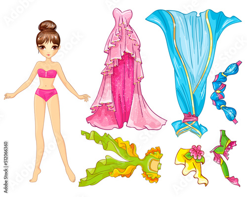 Paper doll beautiful puffy dresses with valances