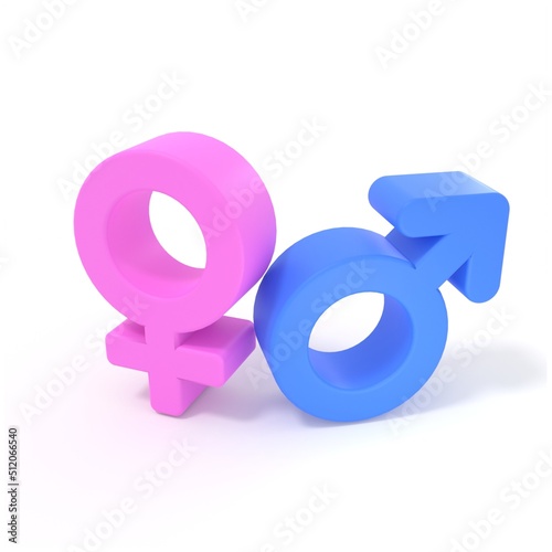 男女を表す性別記号の3Dイラスト