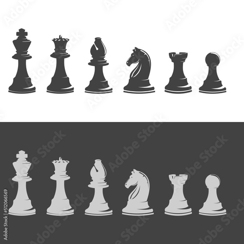 chess pieces black & white