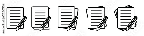 Document with pencil icon vector illustration. Test vector icon.