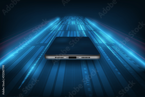 Vector internet fastest connection with smart phone concept. Speed of network internet wireless.
