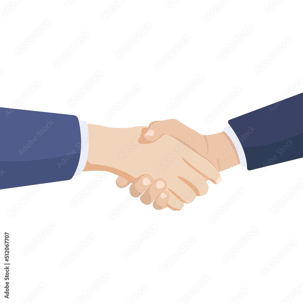 Business handshake of two white hands in suit Business handshake of two white hands in suit