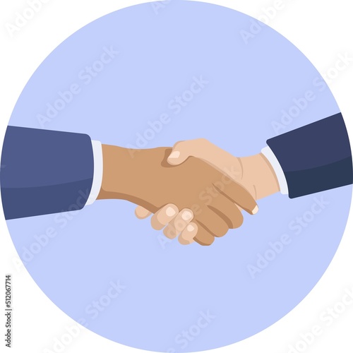 Flat icon Business handshake of white hands in suit