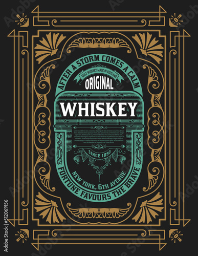 Whiskey label with old frames