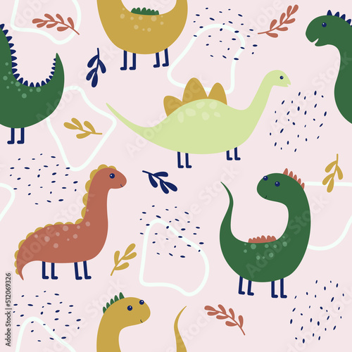 seamless pattern with dinosaurs