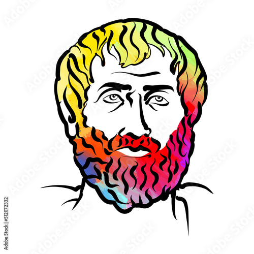 Aristotle colorful hair vector drawing