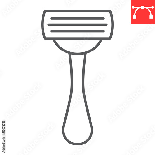 Shaving razor line icon, care and cutter, razor vector icon, vector graphics, editable stroke outline sign, eps 10.