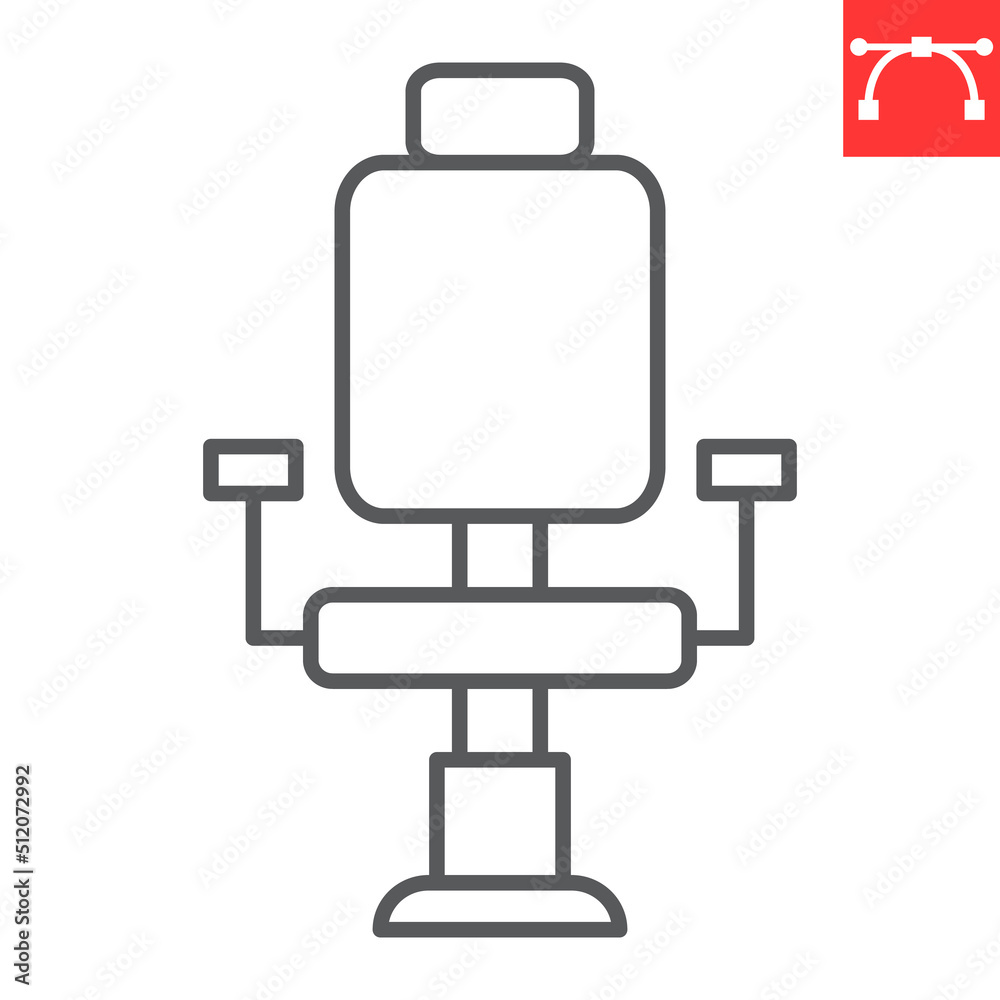 Barber chair line icon, barbershop and hairdresser, barber chair vector icon, vector graphics, editable stroke outline sign, eps 10. Barber chair line icon, barbershop and hairdresser, barber chair vector icon, vector graphics, editable stroke outline sign, eps 10.