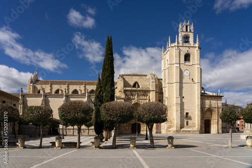 San Antolin cathedral of Palencia in a sunny day, Castilla y León, Spain photo