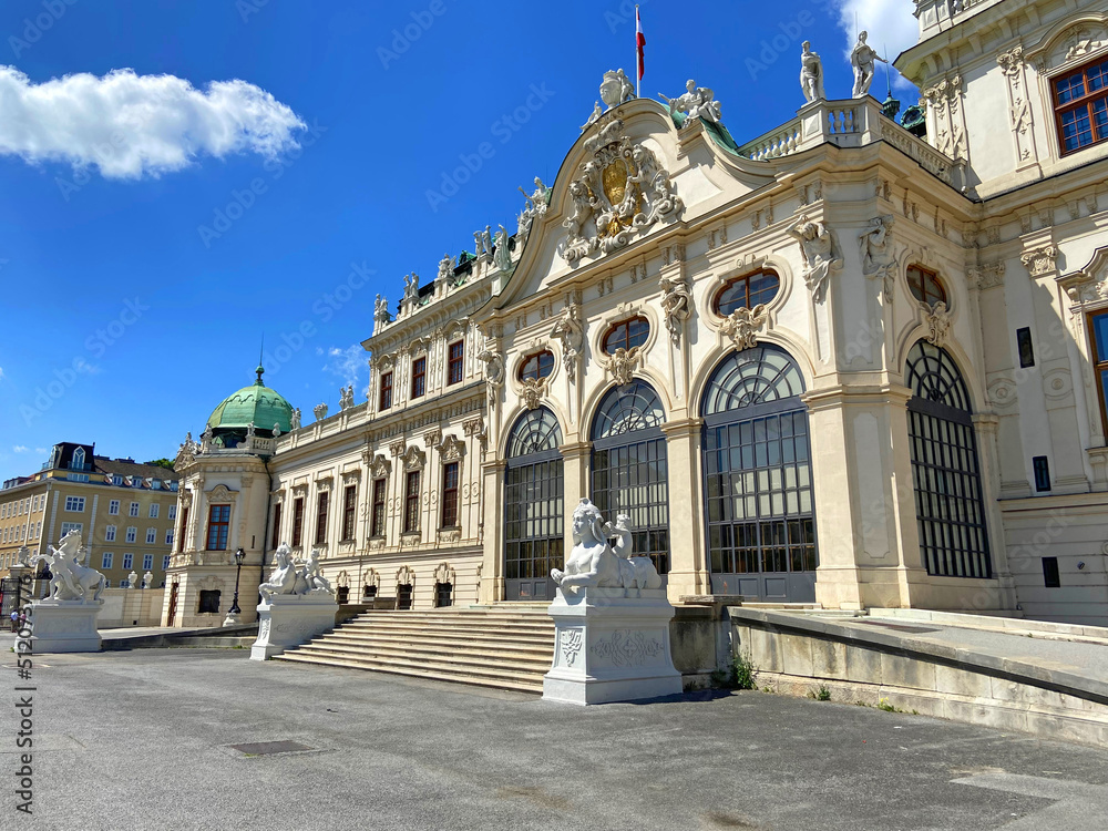 Belvedere Palace, Belvedere Palace building and gardens and  statues, Vienna, Austria