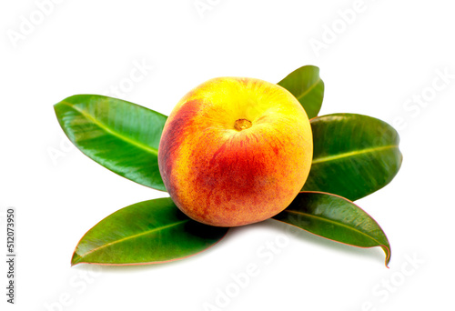 Fruit. Ripe peach fruit highlighted on a white background. Close-up photo.