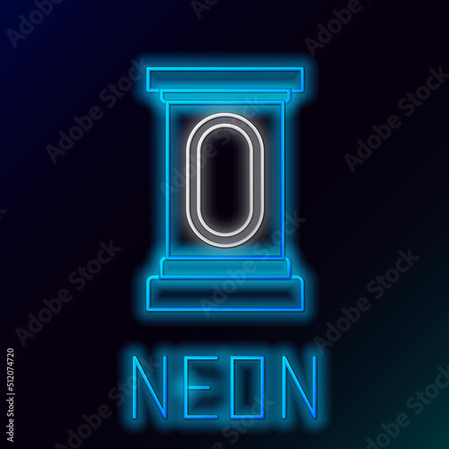 Glowing neon line Stage stand or debate podium rostrum icon isolated on black background. Conference speech tribune. Colorful outline concept. Vector