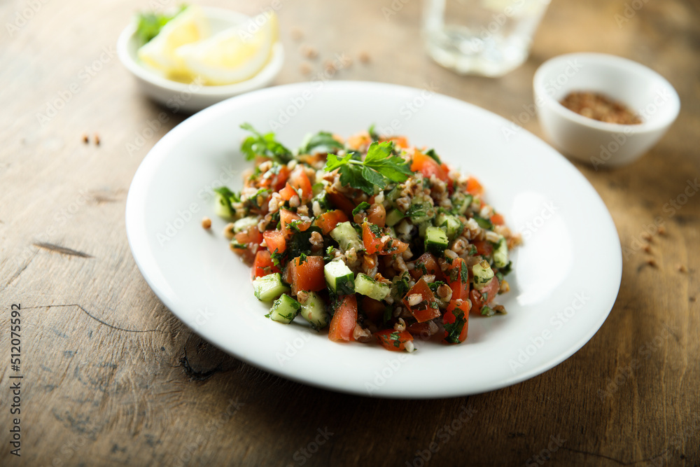 Healthy buckwheat salad with vegetables Healthy buckwheat salad with vegetables