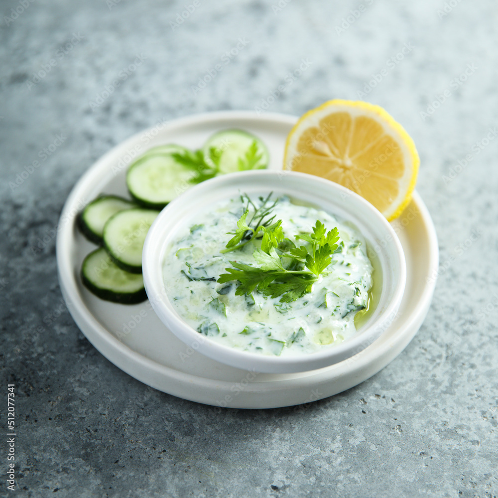 Traditional homemade greek dip with yogurt